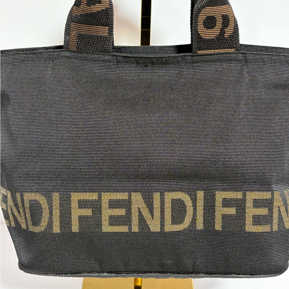Fendi Black Tote with Brown Lettering - Picture 2 of 15